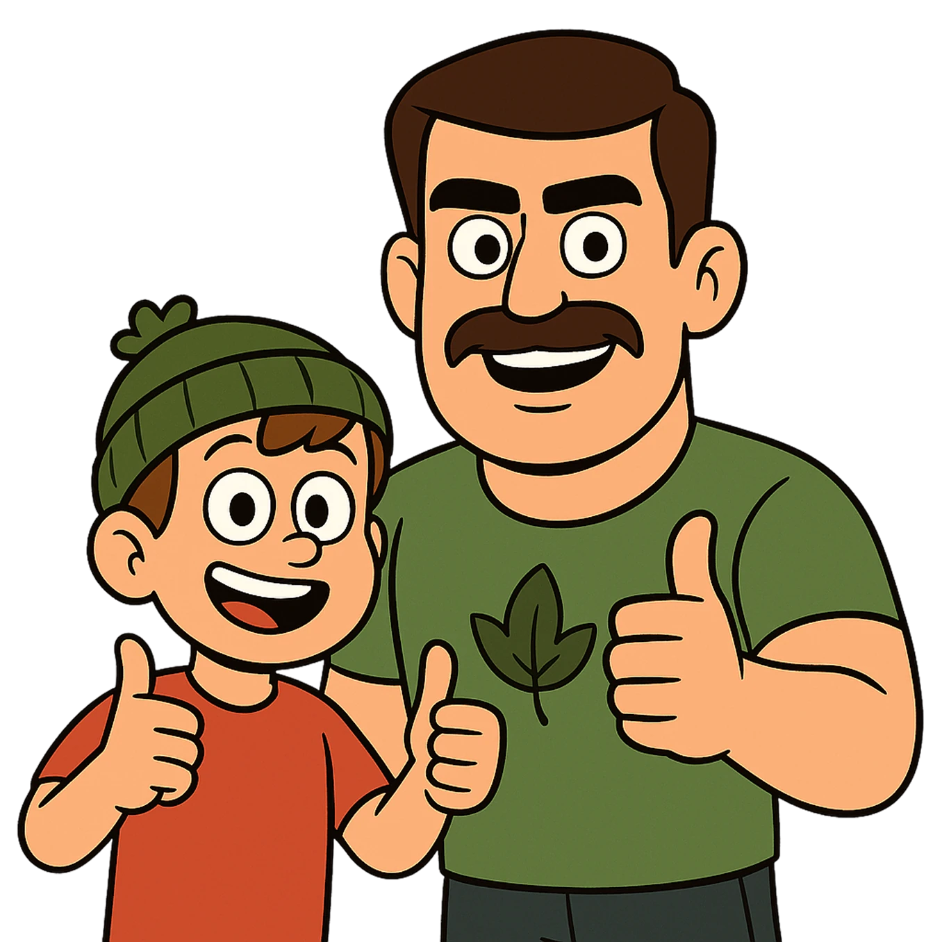 Father and son with thumbs up